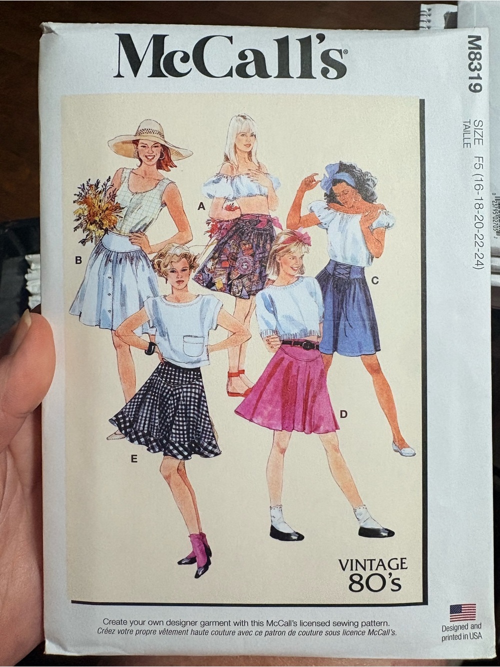 BN UNCUT MCCALLS 8319 F5 PLUS SIZE SEWING PATTERNS VINTAGE SKIRTS
